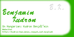 benjamin kudron business card